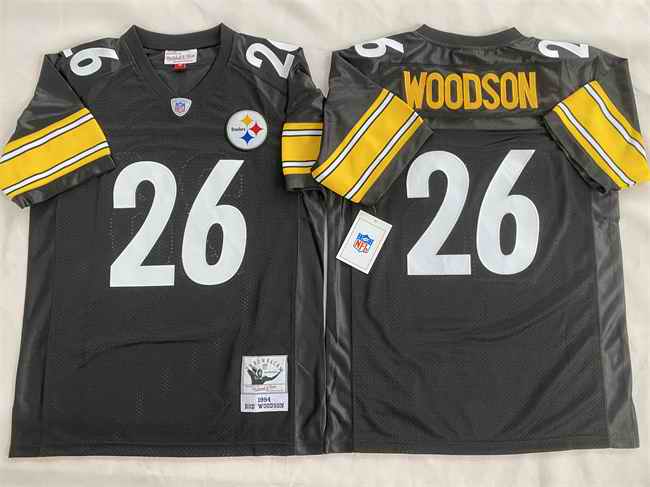 Men's Pittsburgh Steelers #26 Rod Woodson Black Stitched Football Jersey
